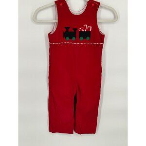 Red Corduroy Train Applique Overalls Size 4T By Funtasia! Too‎